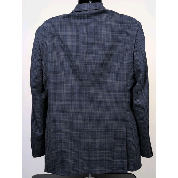 JOS A BANK SIGNATURE Mens Blue Plaid Wool Sport Coat Suit Jacket Blazer 42L - Picture 5 of 10